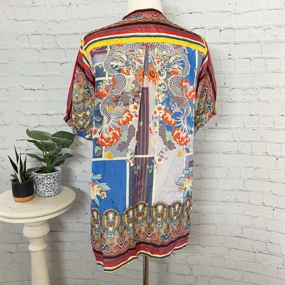 NEW Johnny Was Hillan Morii Tunic Women’s Size S Multicolor Printed Silk Blouse - Picture 8 of 10
